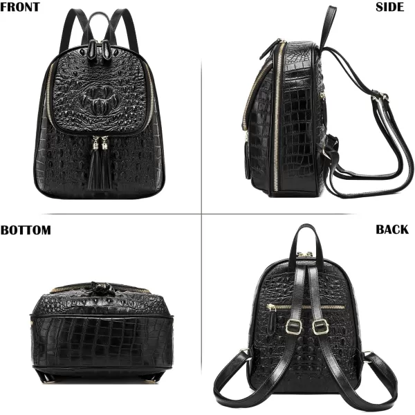 COOLCY Small Crocodile Leather Backpack Purse for Women Designer Ladies Fashion Bag 
