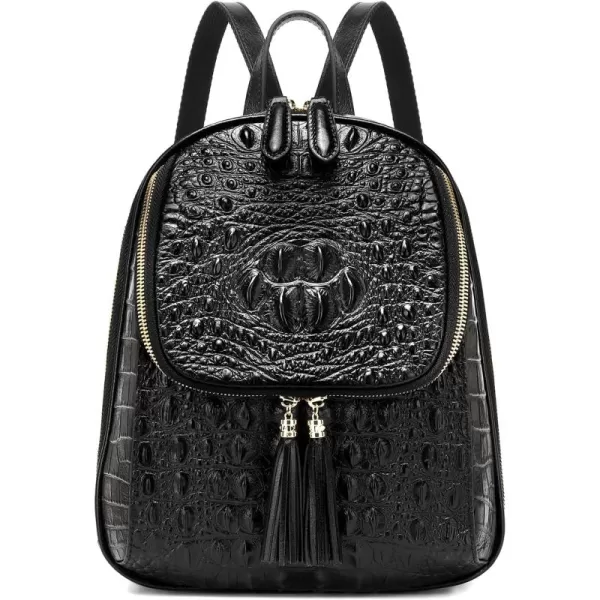 COOLCY Small Crocodile Leather Backpack Purse for Women Designer Ladies Fashion Bag 