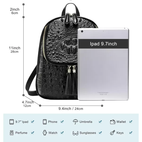 COOLCY Small Crocodile Leather Backpack Purse for Women Designer Ladies Fashion Bag 