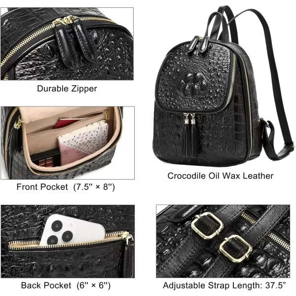 COOLCY Small Crocodile Leather Backpack Purse for Women Designer Ladies Fashion Bag 