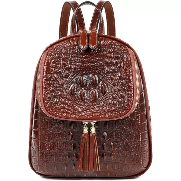 COOLCY Small Crocodile Leather Backpack Purse for Women Designer Ladies Fashion Bag 