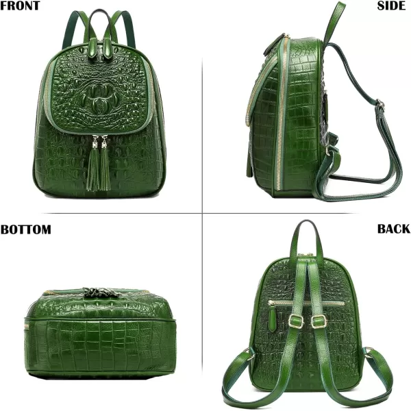 COOLCY Small Crocodile Leather Backpack Purse for Women Designer Ladies Fashion Bag 
