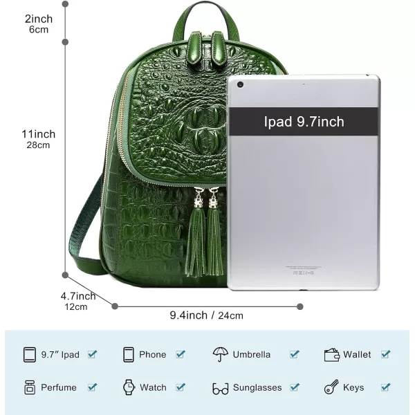 COOLCY Small Crocodile Leather Backpack Purse for Women Designer Ladies Fashion Bag 