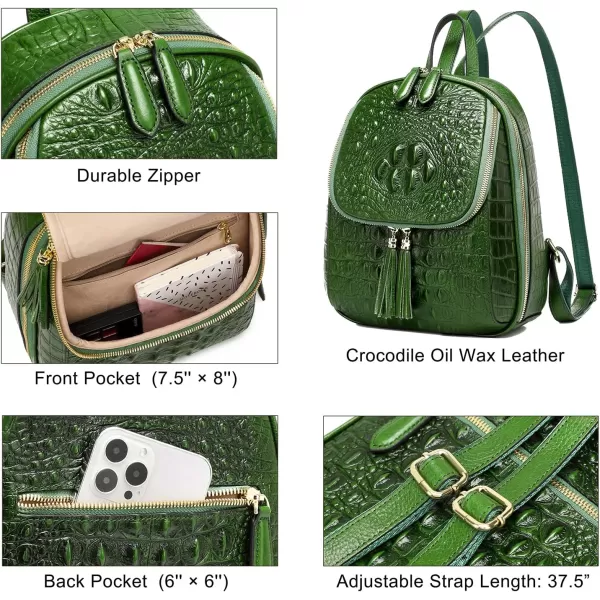 COOLCY Small Crocodile Leather Backpack Purse for Women Designer Ladies Fashion Bag 
