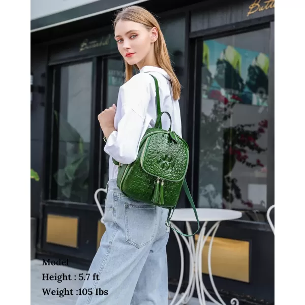 COOLCY Small Crocodile Leather Backpack Purse for Women Designer Ladies Fashion Bag 