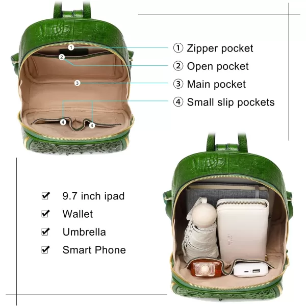 COOLCY Small Crocodile Leather Backpack Purse for Women Designer Ladies Fashion Bag 