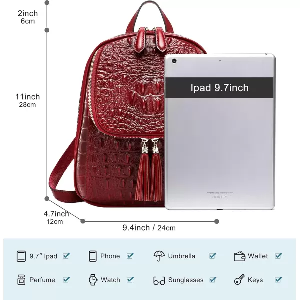 COOLCY Small Crocodile Leather Backpack Purse for Women Designer Ladies Fashion Bag 