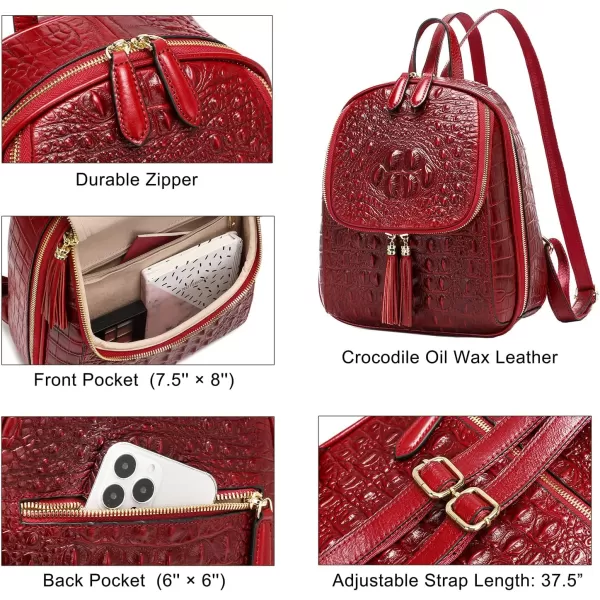 COOLCY Small Crocodile Leather Backpack Purse for Women Designer Ladies Fashion Bag 