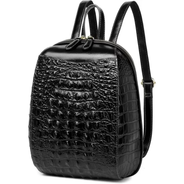 COOLCY Small Leather Backpack Purse for women Crocodile Designer Fashion Bag 