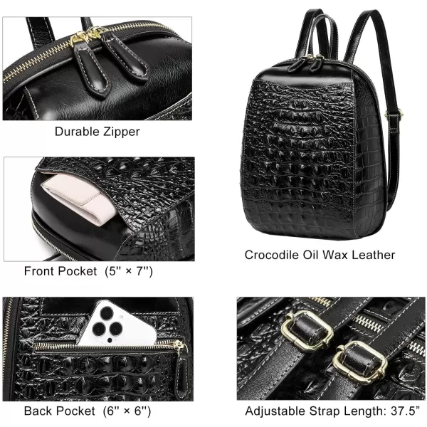 COOLCY Small Leather Backpack Purse for women Crocodile Designer Fashion Bag 