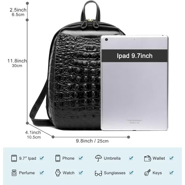 COOLCY Small Leather Backpack Purse for women Crocodile Designer Fashion Bag 