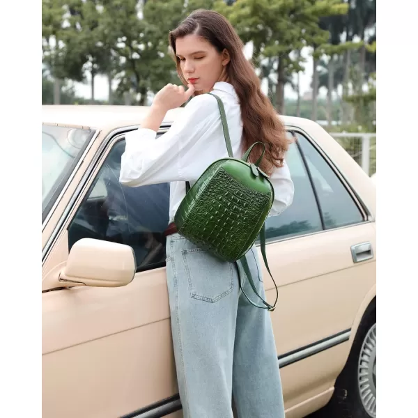 COOLCY Small Leather Backpack Purse for women Crocodile Designer Fashion Bag 