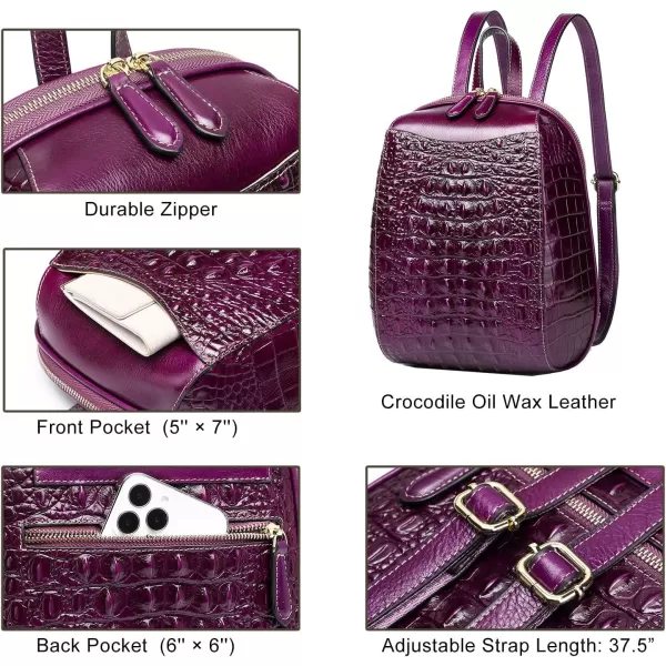 COOLCY Small Leather Backpack Purse for women Crocodile Designer Fashion Bag 