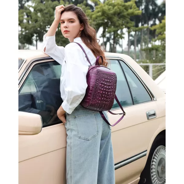 COOLCY Small Leather Backpack Purse for women Crocodile Designer Fashion Bag 
