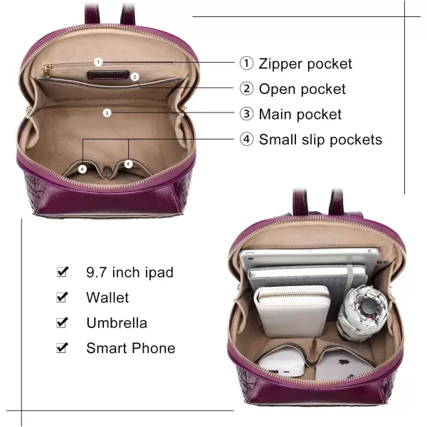 COOLCY Small Leather Backpack Purse for women Crocodile Designer Fashion Bag 