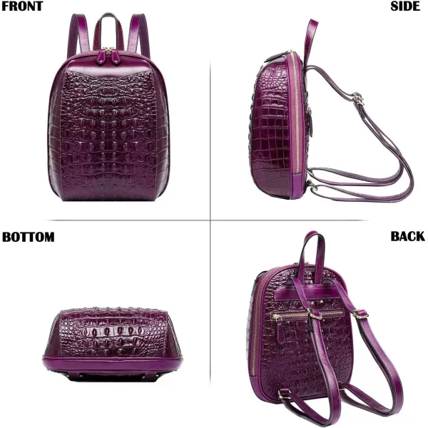 COOLCY Small Leather Backpack Purse for women Crocodile Designer Fashion Bag 