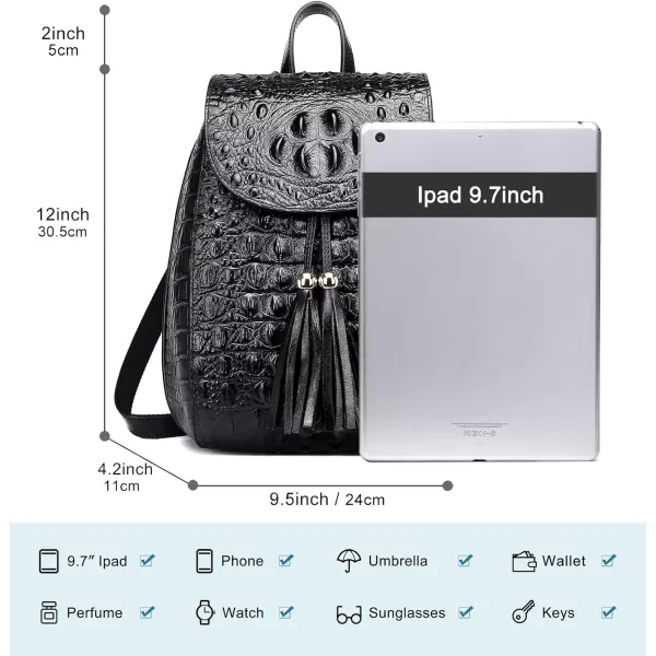 COOLCY Women Small Genuine Leather Backpack Purse Crocodile Designer Bag 