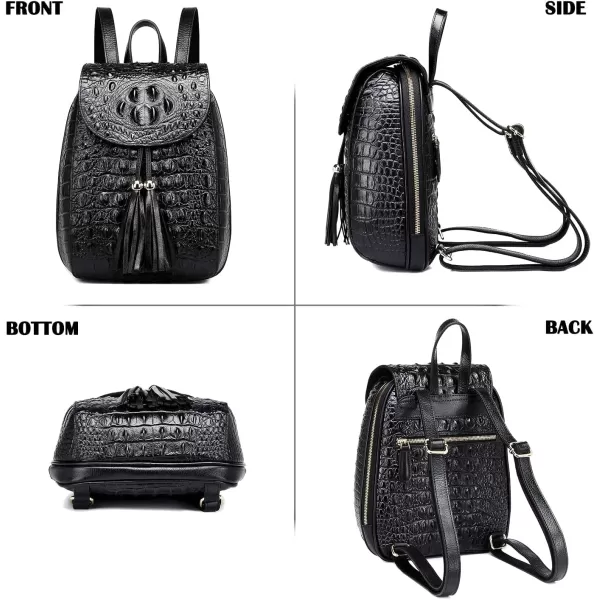 COOLCY Women Small Genuine Leather Backpack Purse Crocodile Designer Bag 