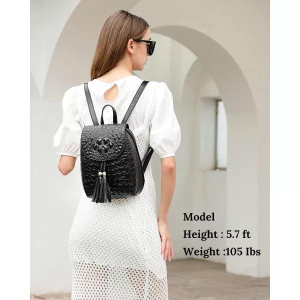 COOLCY Women Small Genuine Leather Backpack Purse Crocodile Designer Bag 