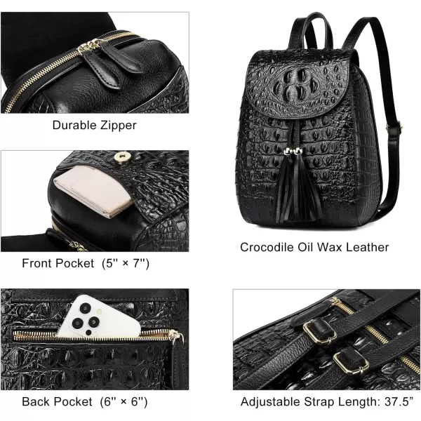 COOLCY Women Small Genuine Leather Backpack Purse Crocodile Designer Bag 