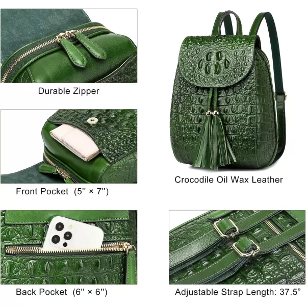 COOLCY Women Small Genuine Leather Backpack Purse Crocodile Designer Bag 