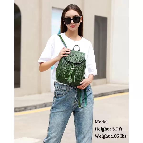 COOLCY Women Small Genuine Leather Backpack Purse Crocodile Designer Bag 