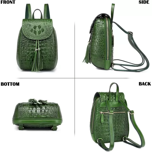 COOLCY Women Small Genuine Leather Backpack Purse Crocodile Designer Bag 