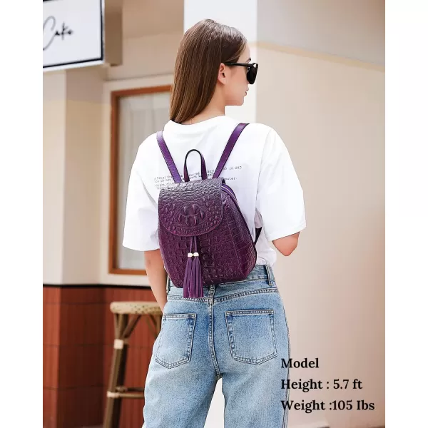 COOLCY Women Small Genuine Leather Backpack Purse Crocodile Designer Bag 