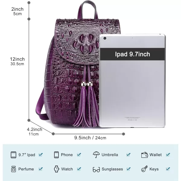 COOLCY Women Small Genuine Leather Backpack Purse Crocodile Designer Bag 