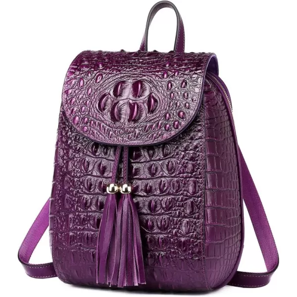 COOLCY Women Small Genuine Leather Backpack Purse Crocodile Designer Bag 