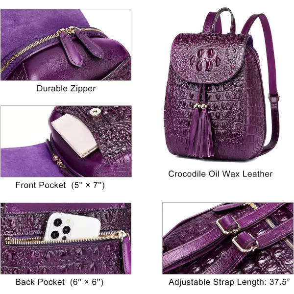 COOLCY Women Small Genuine Leather Backpack Purse Crocodile Designer Bag 