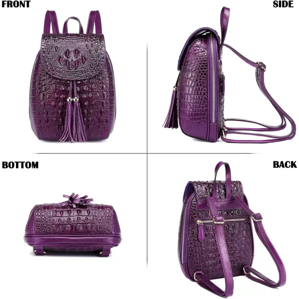 COOLCY Women Small Genuine Leather Backpack Purse Crocodile Designer Bag 