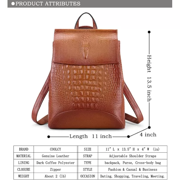 Coolcy Women Real Leather Backpack Shoulder Bag
