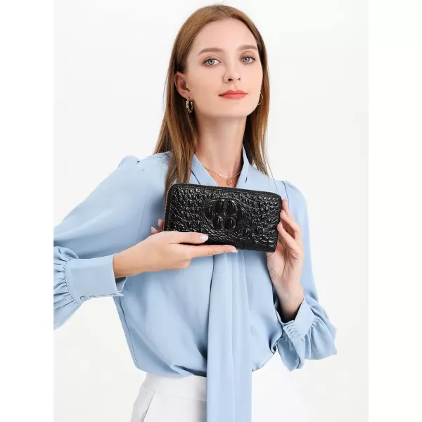 Women Leather Wallet RFID Designer crocodile Large Capacity Credit Cards Holder Organizer Phone Clutch 