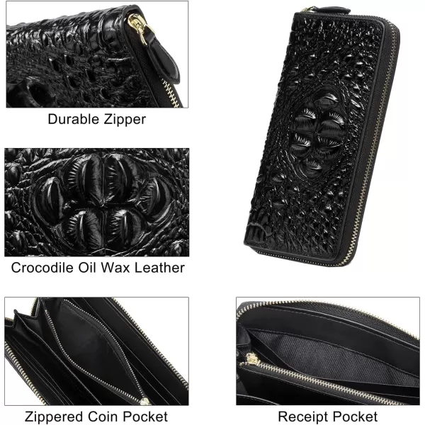 Women Leather Wallet RFID Designer crocodile Large Capacity Credit Cards Holder Organizer Phone Clutch 