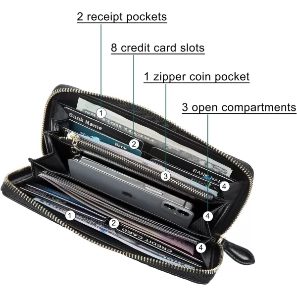 Women Leather Wallet RFID Designer crocodile Large Capacity Credit Cards Holder Organizer Phone Clutch 