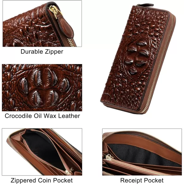 Women Leather Wallet RFID Designer crocodile Large Capacity Credit Cards Holder Organizer Phone Clutch 