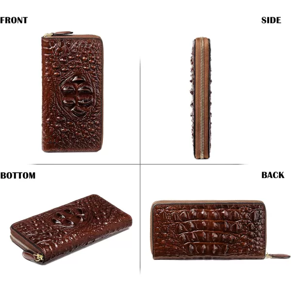 Women Leather Wallet RFID Designer crocodile Large Capacity Credit Cards Holder Organizer Phone Clutch 