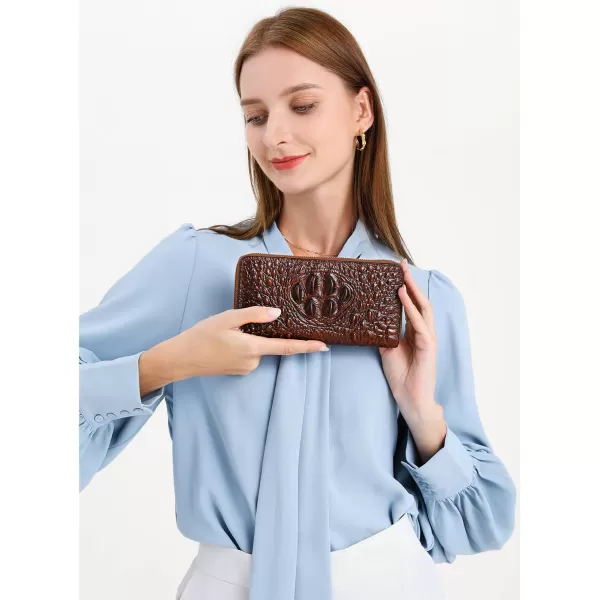 Women Leather Wallet RFID Designer crocodile Large Capacity Credit Cards Holder Organizer Phone Clutch 