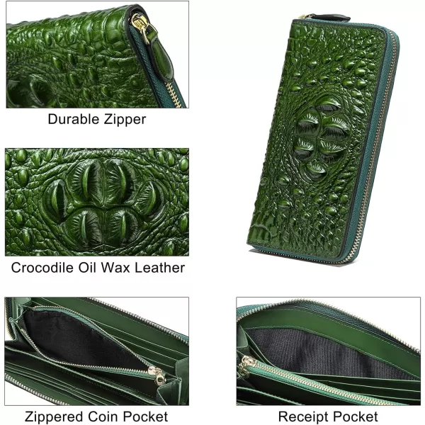 Women Leather Wallet RFID Designer crocodile Large Capacity Credit Cards Holder Organizer Phone Clutch 