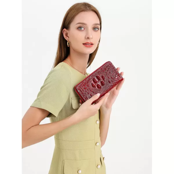 Women Leather Wallet RFID Designer crocodile Large Capacity Credit Cards Holder Organizer Phone Clutch 