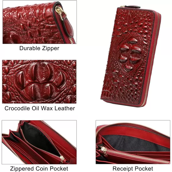 Women Leather Wallet RFID Designer crocodile Large Capacity Credit Cards Holder Organizer Phone Clutch 