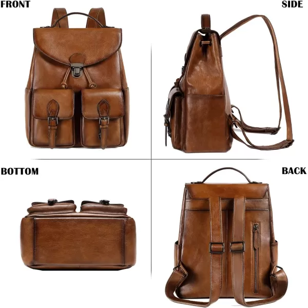 Women Vintage Genuine Leather Backpack Purse Fashion Rucksack Practical and Stylish Retro Daypack Bag  One_Size
