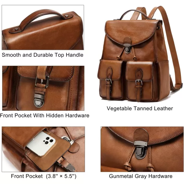 Women Vintage Genuine Leather Backpack Purse Fashion Rucksack Practical and Stylish Retro Daypack Bag  One_Size