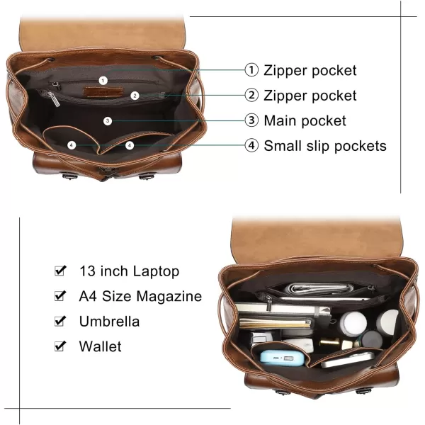 Women Vintage Genuine Leather Backpack Purse Fashion Rucksack Practical and Stylish Retro Daypack Bag  One_Size