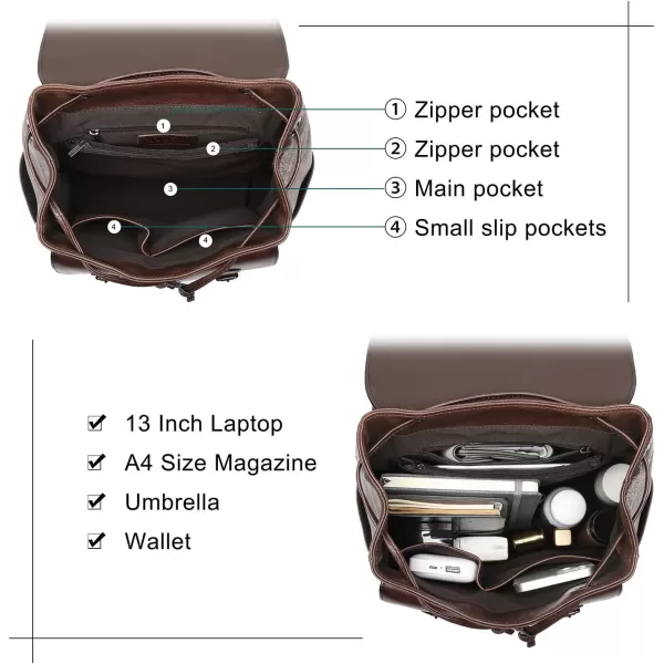 Women Vintage Genuine Leather Backpack Purse Fashion Rucksack Practical and Stylish Retro Daypack Bag  One_Size