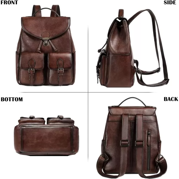 Women Vintage Genuine Leather Backpack Purse Fashion Rucksack Practical and Stylish Retro Daypack Bag  One_Size