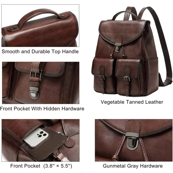 Women Vintage Genuine Leather Backpack Purse Fashion Rucksack Practical and Stylish Retro Daypack Bag  One_Size