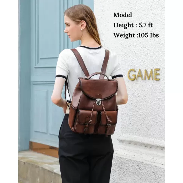 Women Vintage Genuine Leather Backpack Purse Fashion Rucksack Practical and Stylish Retro Daypack Bag  One_Size