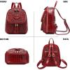 imageCOOLCY Small Crocodile Leather Backpack Purse for Women Designer Ladies Fashion BagWine Red